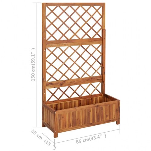 Forhøjet plantekasse m. espalier 85x38x150 cm massivt akacietræ