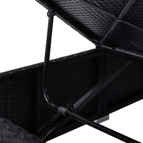 Liggestol med hynde og tebord polyrattan cremehvid