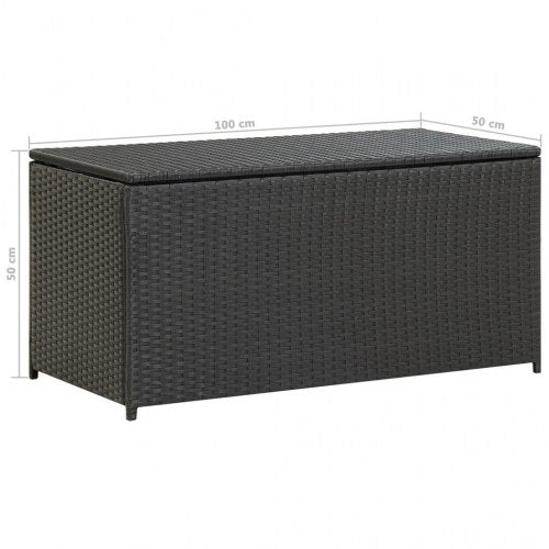Opbevaringskasse til haven 100x50x50 cm polyrattan sort