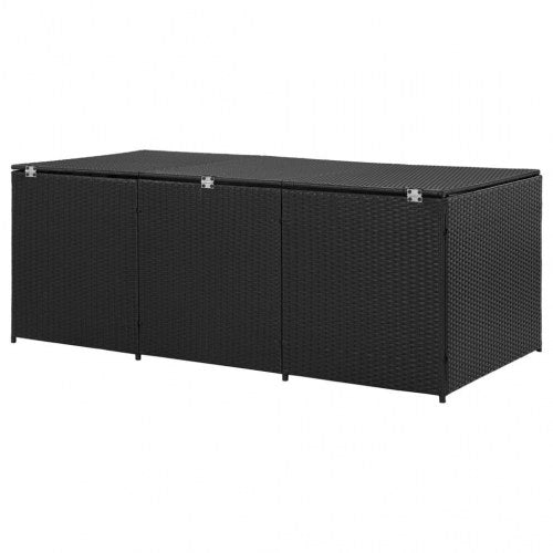 Opbevaringskasse til haven 180x90x70 cm polyrattan sort