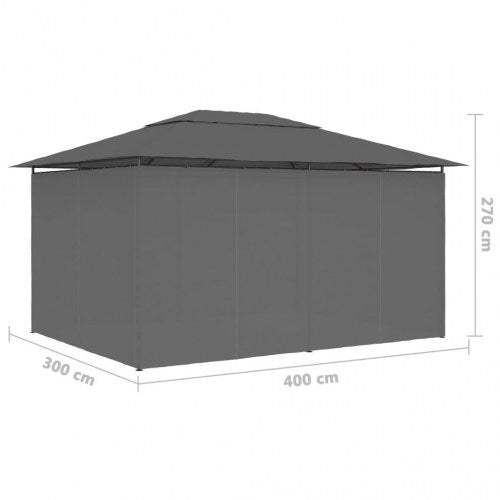 Havetelt med gardiner 4x3 m antracitgrå