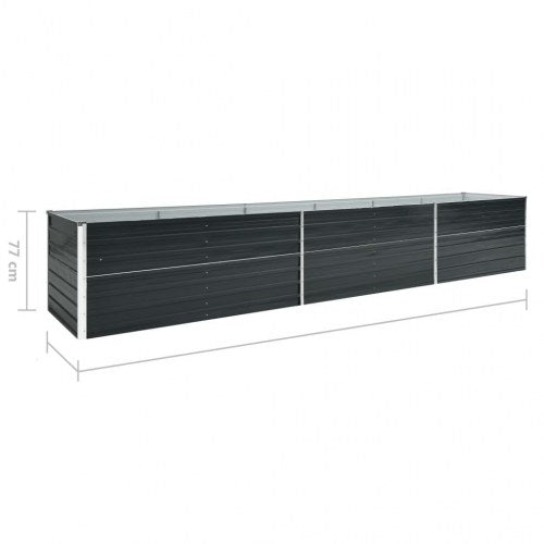 Forhøjet plantekasse 480x80x77 cm galvaniseret stål antracitgrå