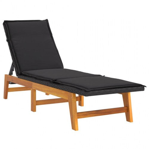 Liggestole med hynder 2 stk. polyrattan og massivt akacietræ