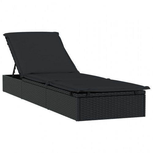 Liggestol 1 stk. med hynde 201x55x62 cm polyrattan sort