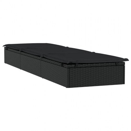 Liggestol 1 stk. med hynde 201x55x62 cm polyrattan sort