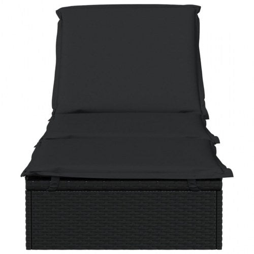 Liggestol 1 stk. med hynde 201x55x62 cm polyrattan sort