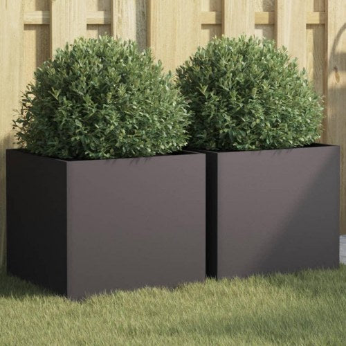 Plantekasser 2 stk. 42x40x39 cm stål sort