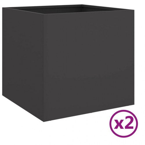 Plantekasser 2 stk. 42x40x39 cm stål sort