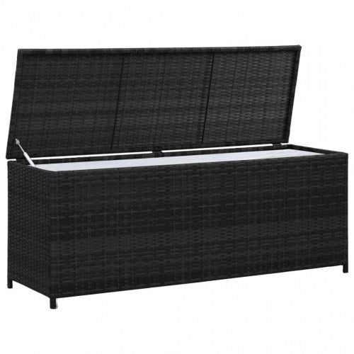 Udendørs opbevaringskasse 150x50x60 cm polyrattan sort