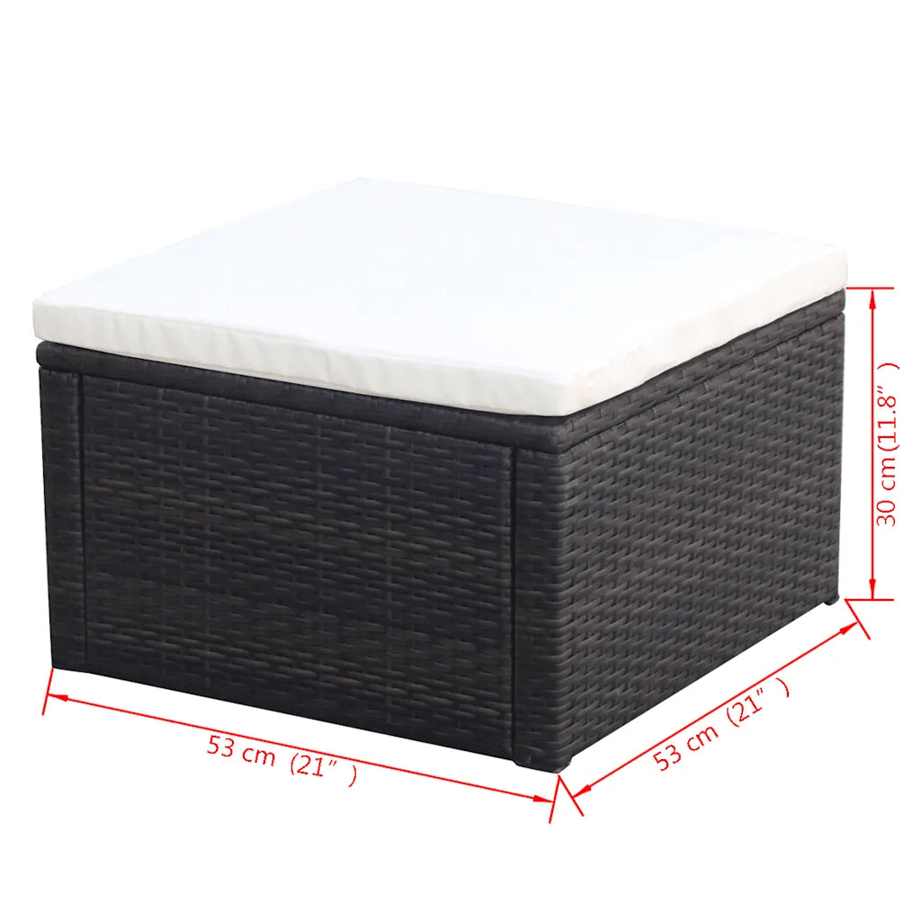 Fodskammel ottoman i polyrattan 53 x 53 x 30 cm