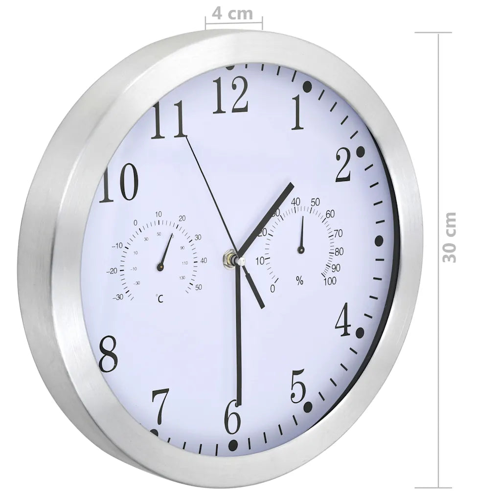 Vægur med kvarts-urværk hygrometer og termometer 30 cm