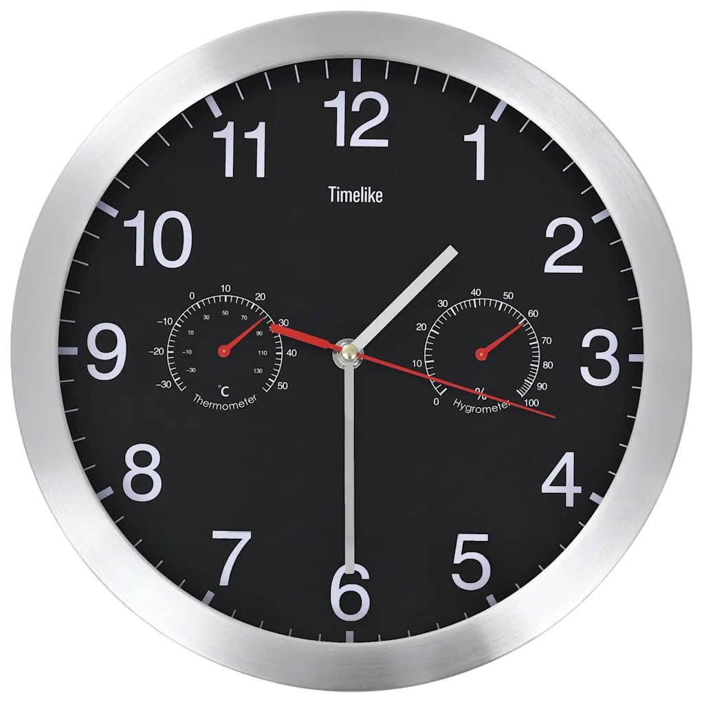 Vægur med kvarts-urværk hygrometer og termometer 30 cm