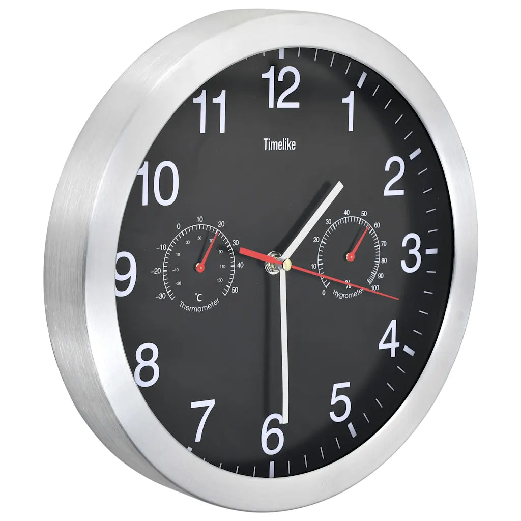 Vægur med kvarts-urværk hygrometer og termometer 30 cm