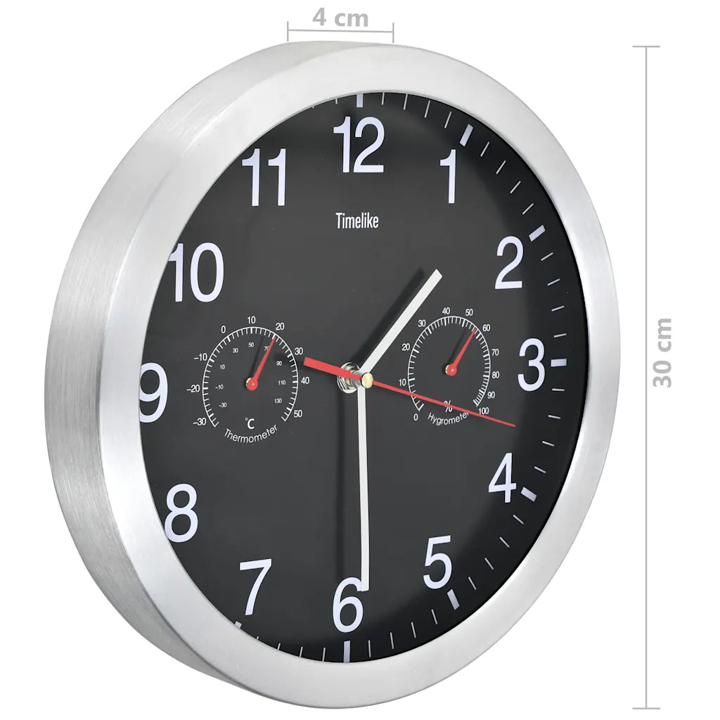 Vægur med kvarts-urværk hygrometer og termometer 30 cm