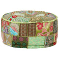 Puf med patchwork rund bomuld håndlavet 40 x 20 cm