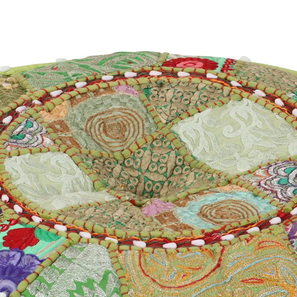 Puf med patchwork rund bomuld håndlavet 40 x 20 cm