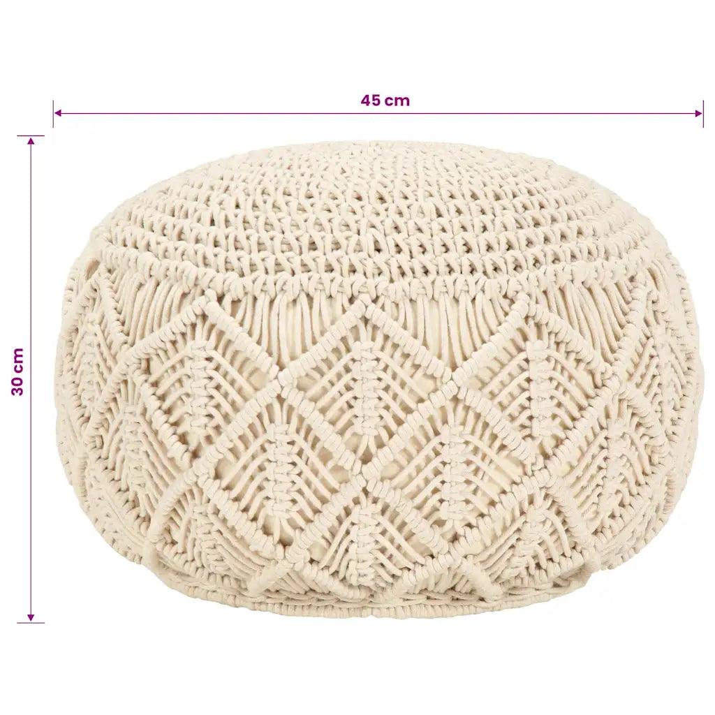 Håndlavet macramépuf 45x30 cm bomuld