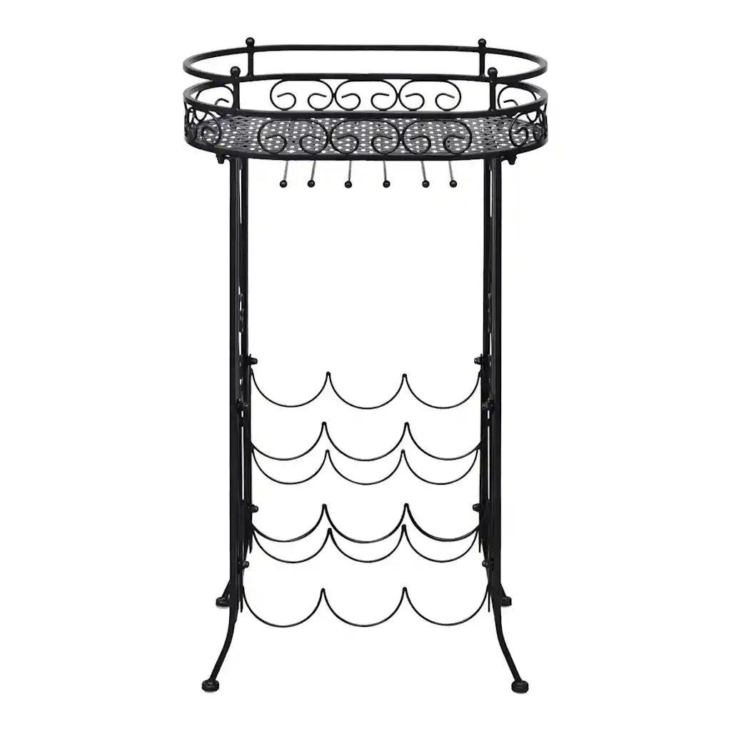 Vinreol med glasholder 9 flasker metal