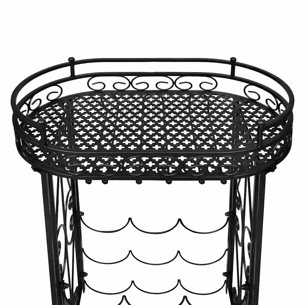 Vinreol med glasholder 9 flasker metal