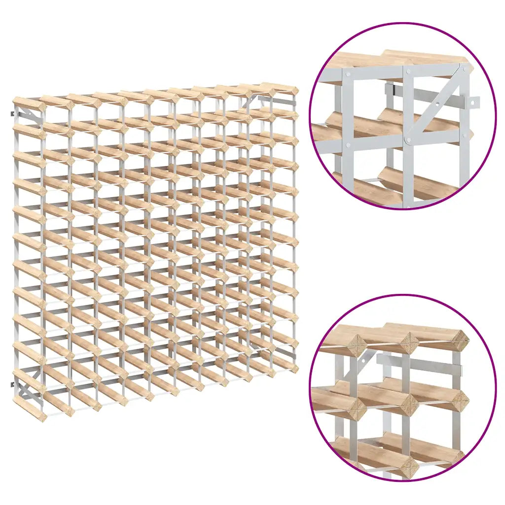 Vinreol til 120 flasker massivt fyrretræ