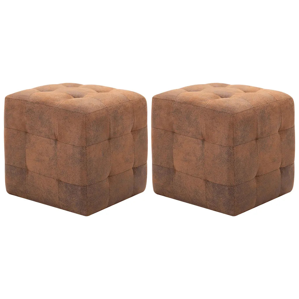Puf 2 stk. 30 x 30 x 30 cm imiteret ruskind
