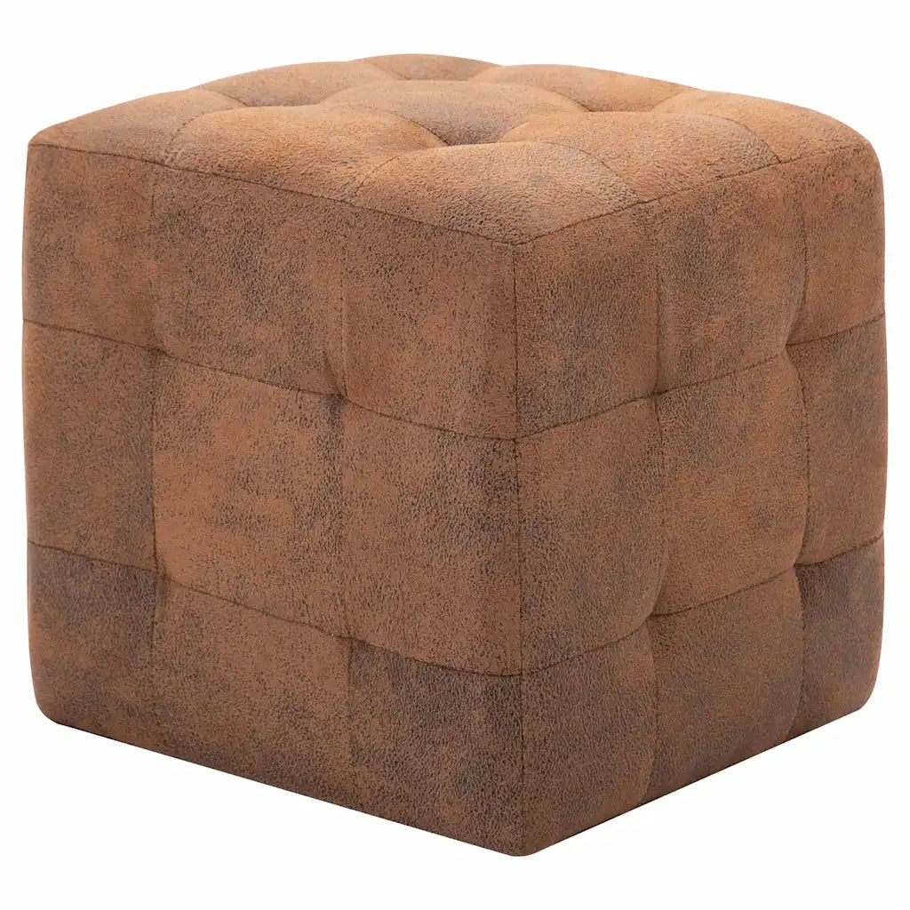 Puf 2 stk. 30 x 30 x 30 cm imiteret ruskind