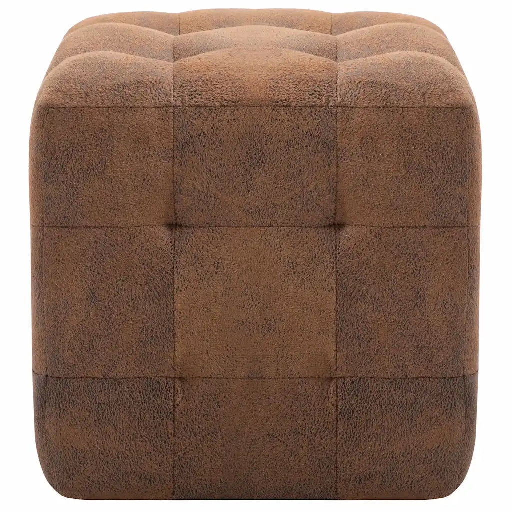 Puf 2 stk. 30 x 30 x 30 cm imiteret ruskind