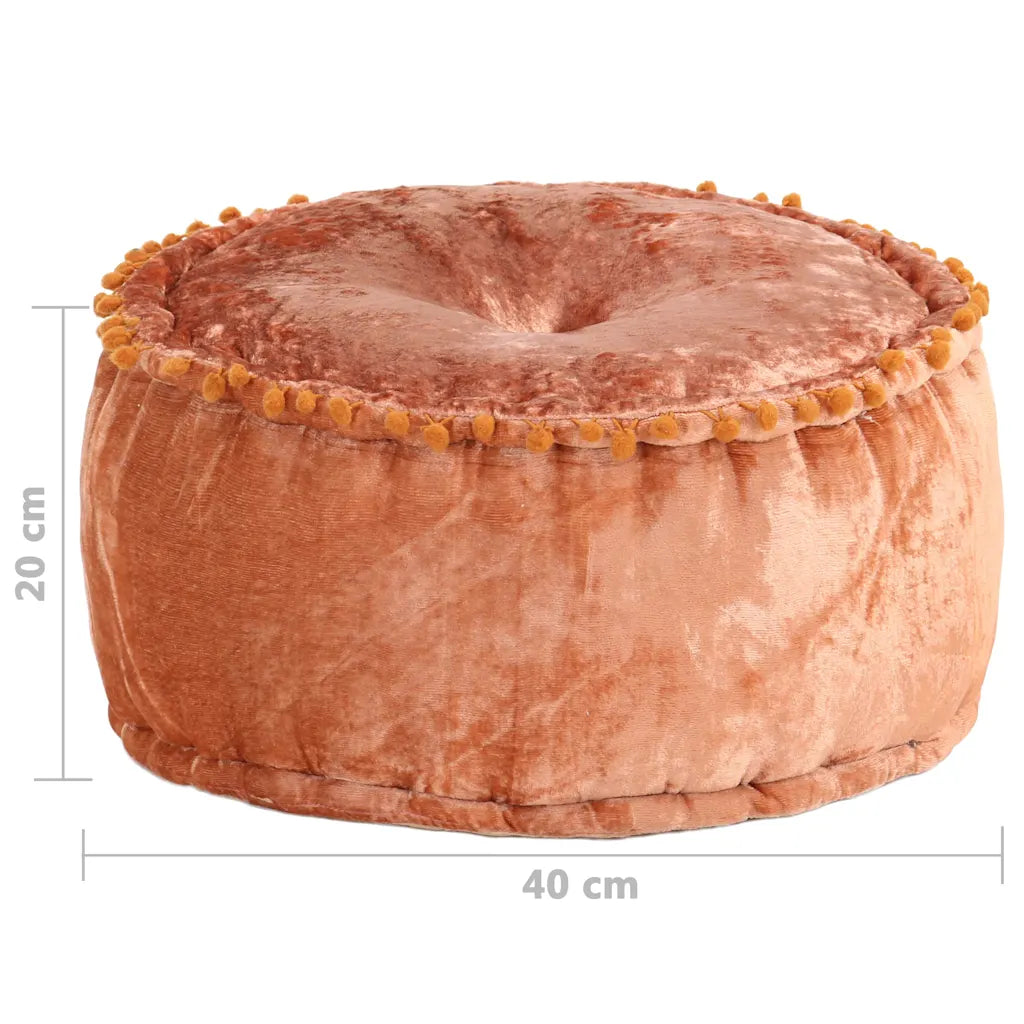 Puf 40x20 cm rund velour rustfarvet