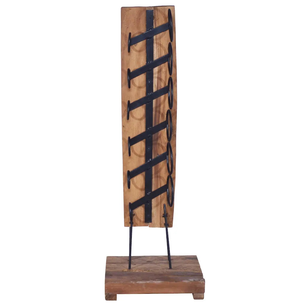 Vinreol til 6 flasker 35x35x100 cm massivt teaktræ