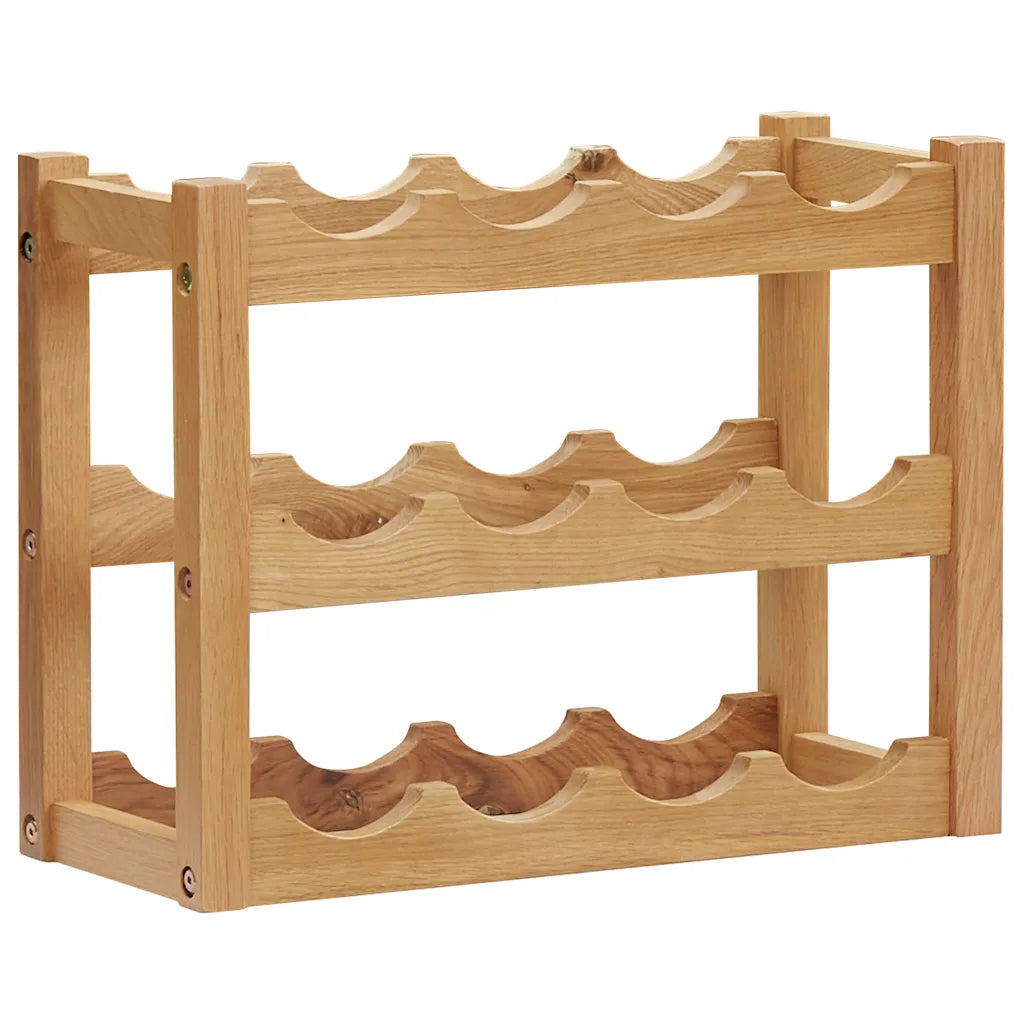 Vinreol til 12 flasker 47x21x36 cm massivt egetræ