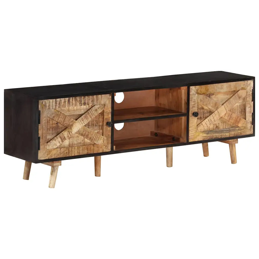 TV-bord 140x30x46 cm ru mangotræ og massivt akacietræ