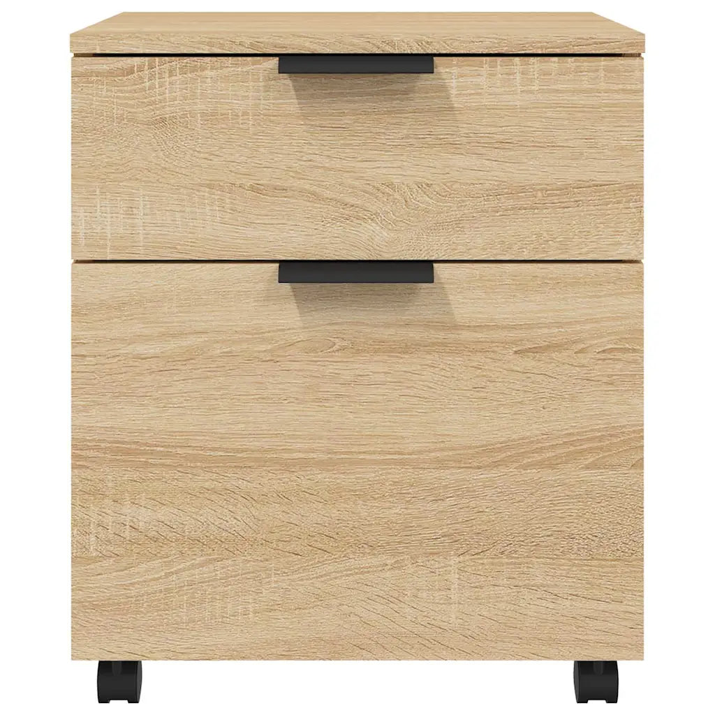 Arkivskab med hjul 45x38x54 cm konstrueret træ sonoma-eg
