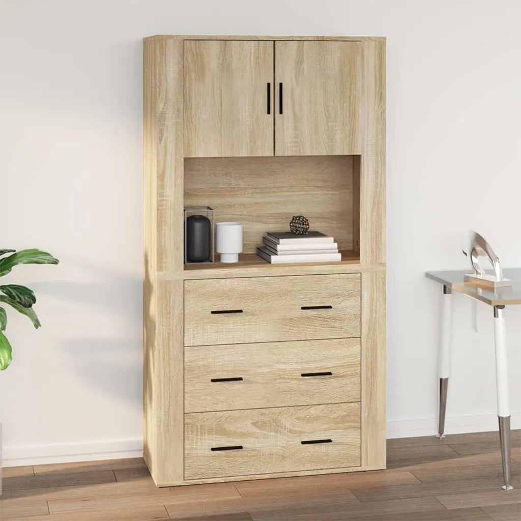 Vægskab 80x33x80 cm konstrueret træ sonoma-eg