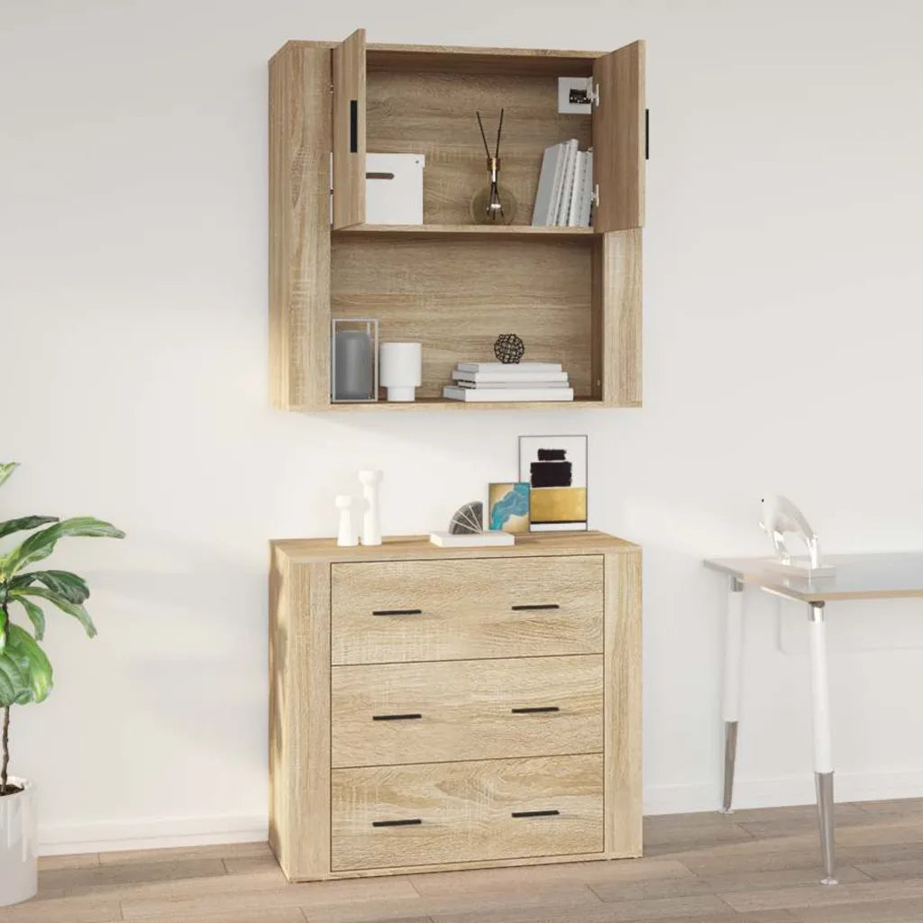 Vægskab 80x33x80 cm konstrueret træ sonoma-eg