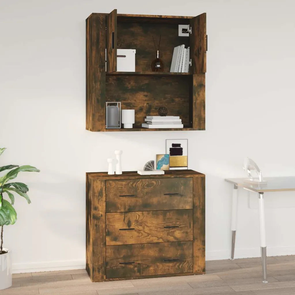 Vægskab 80x33x80 cm konstrueret træ sonoma-eg