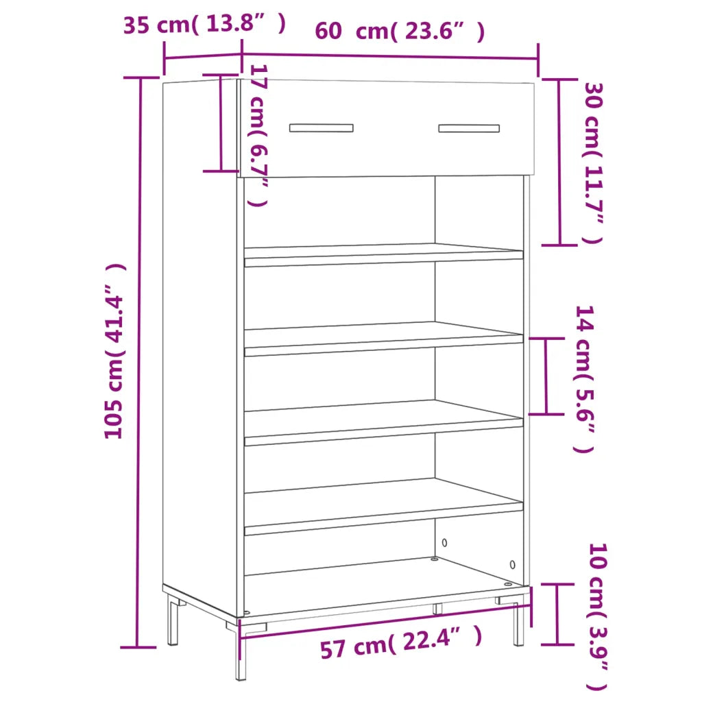 Skoreol 60x35x105 cm konstrueret træ betongrå