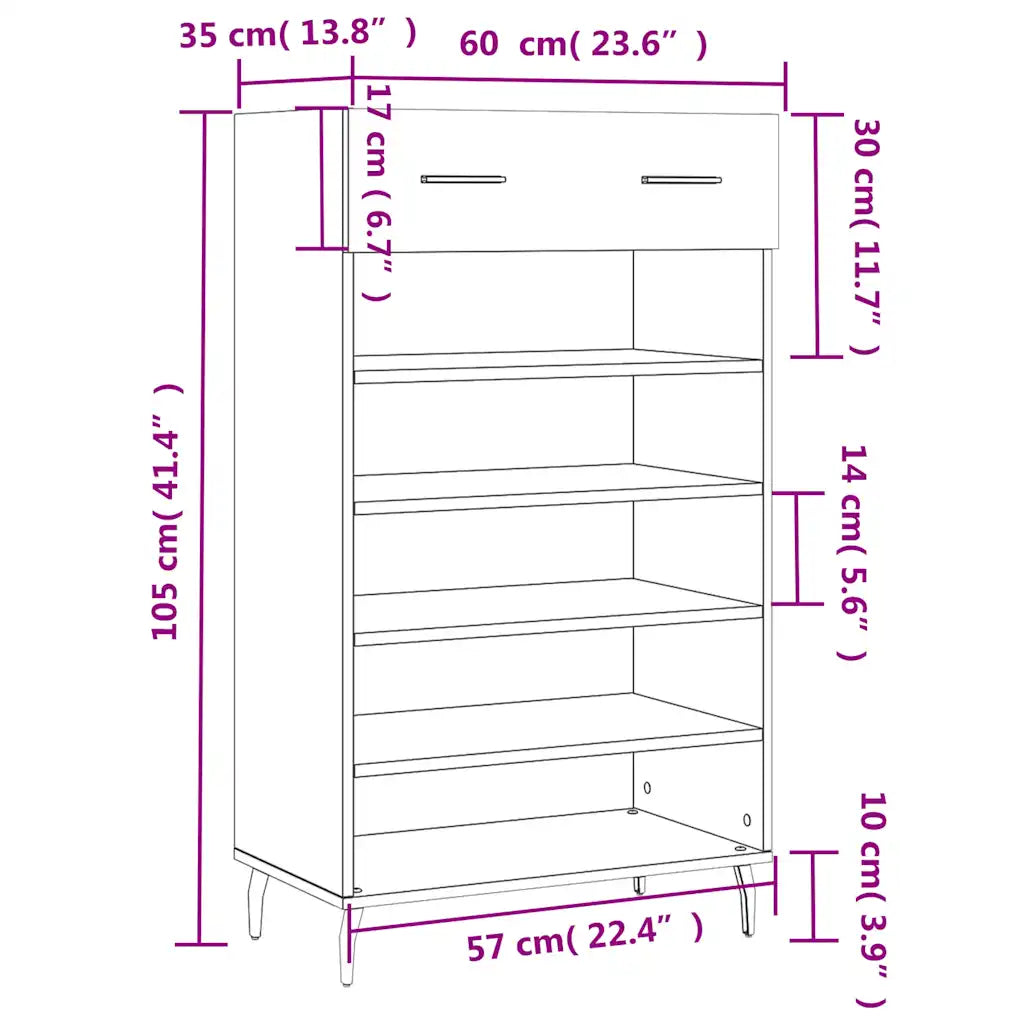 Skoreol 60x35x105 cm konstrueret træ sonoma-eg