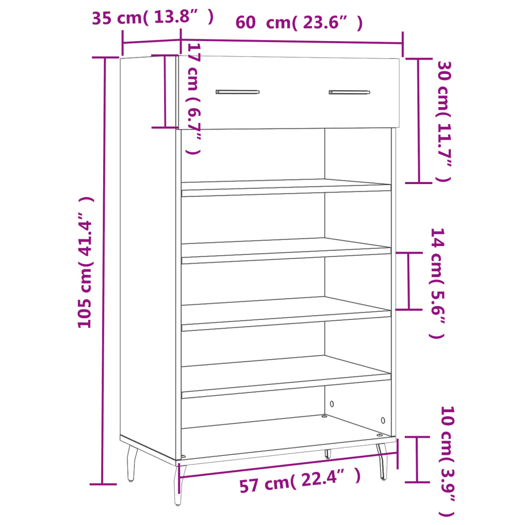 Skoreol 60x35x105 cm konstrueret træ sonoma-eg