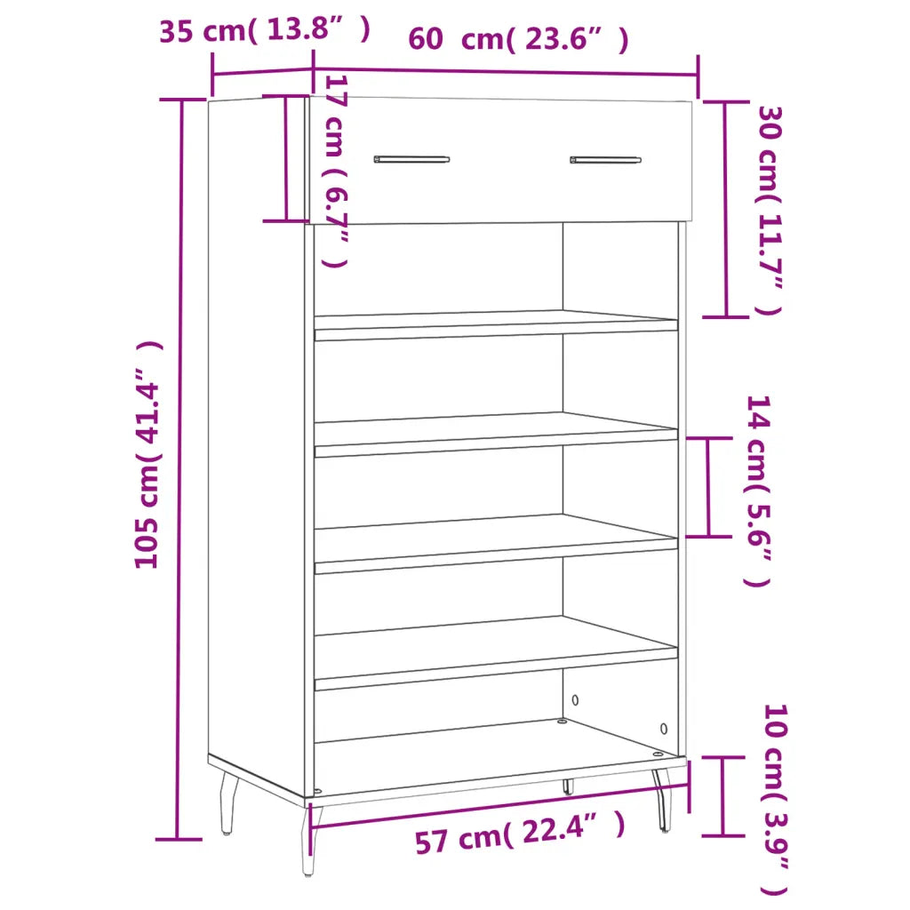 Skoreol 60x35x105 cm konstrueret træ sonoma-eg
