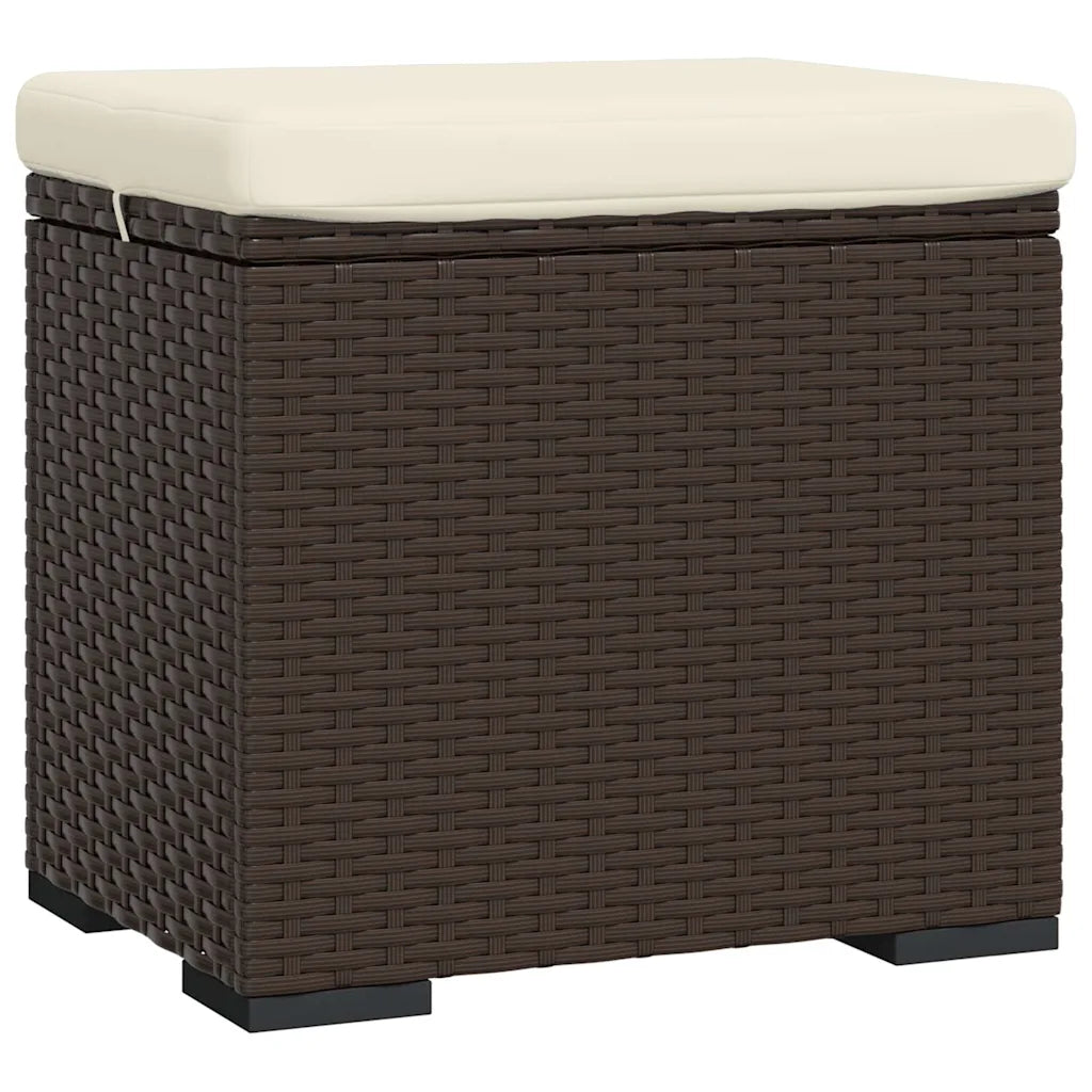 Ottoman med hynde 40x30x40 cm polyrattan