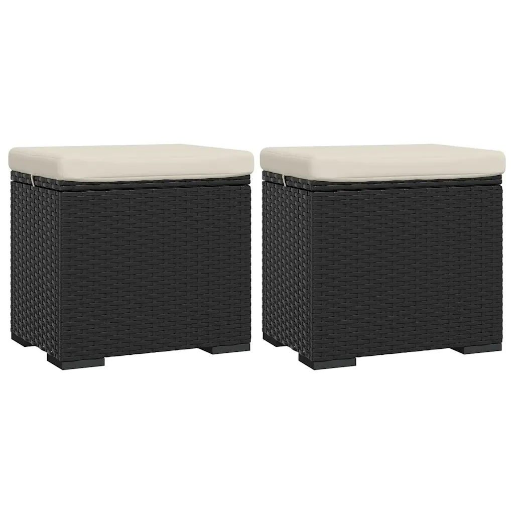 Ottomaner med hynder 2 stk. 40x30x40 cm polyrattan