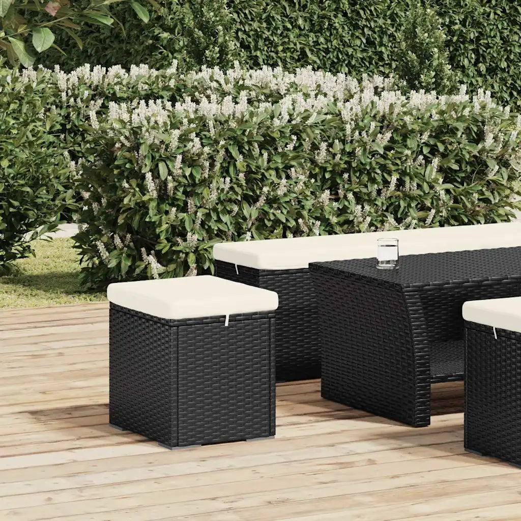 Ottomaner med hynder 2 stk. 40x30x40 cm polyrattan