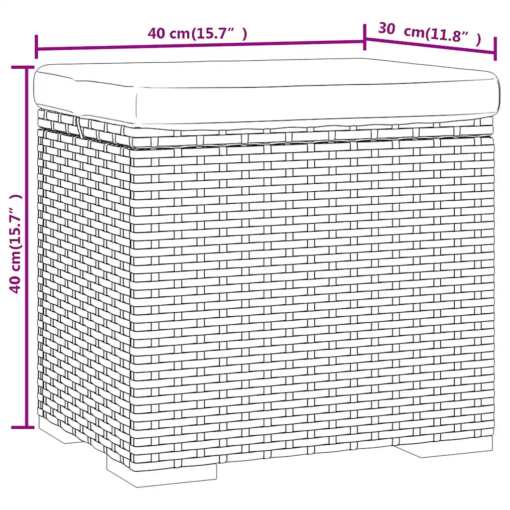Ottomaner med hynder 2 stk. 40x30x40 cm polyrattan
