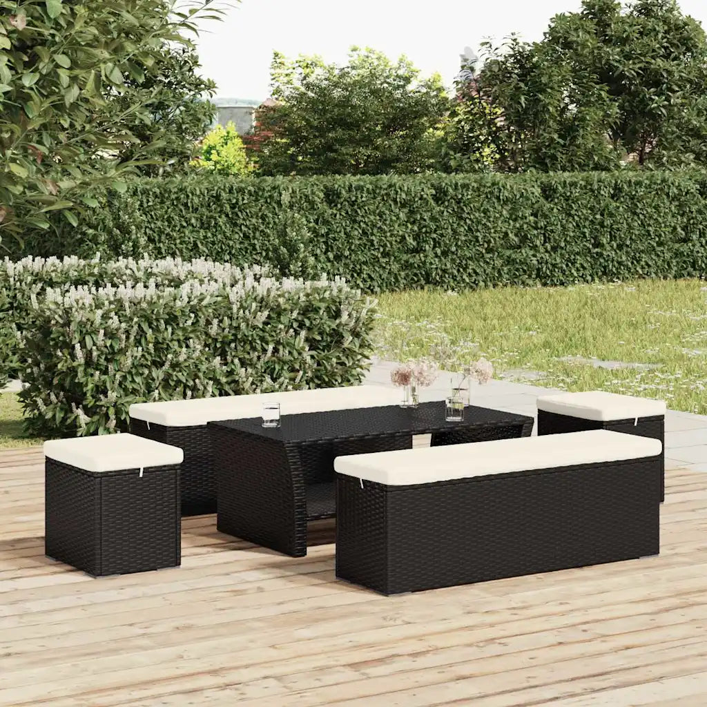 Ottomaner med hynder 2 stk. 40x30x40 cm polyrattan