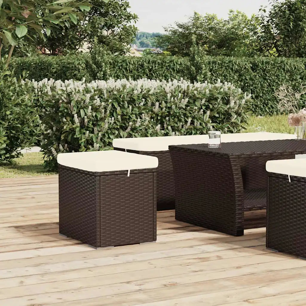 Ottomaner med hynder 2 stk. 40x30x40 cm polyrattan