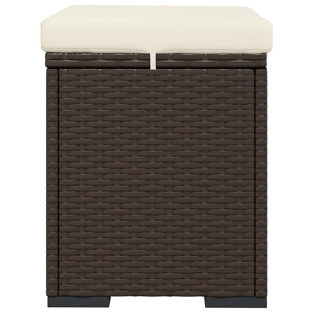 Ottomaner med hynder 2 stk. 40x30x40 cm polyrattan