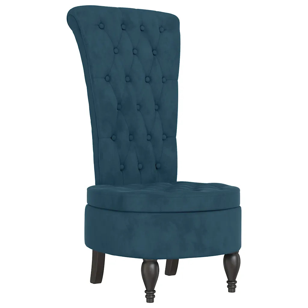 Stol med høj ryg knapdesign velour