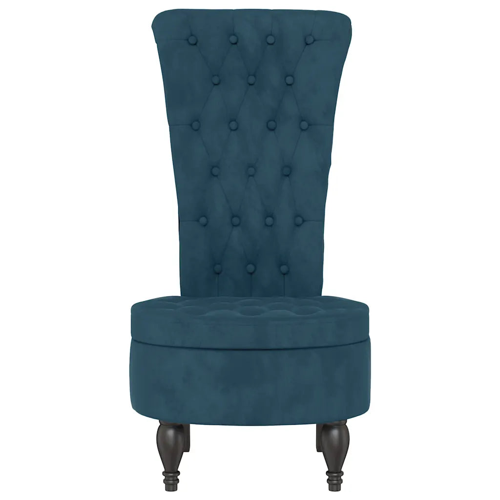 Stol med høj ryg knapdesign velour