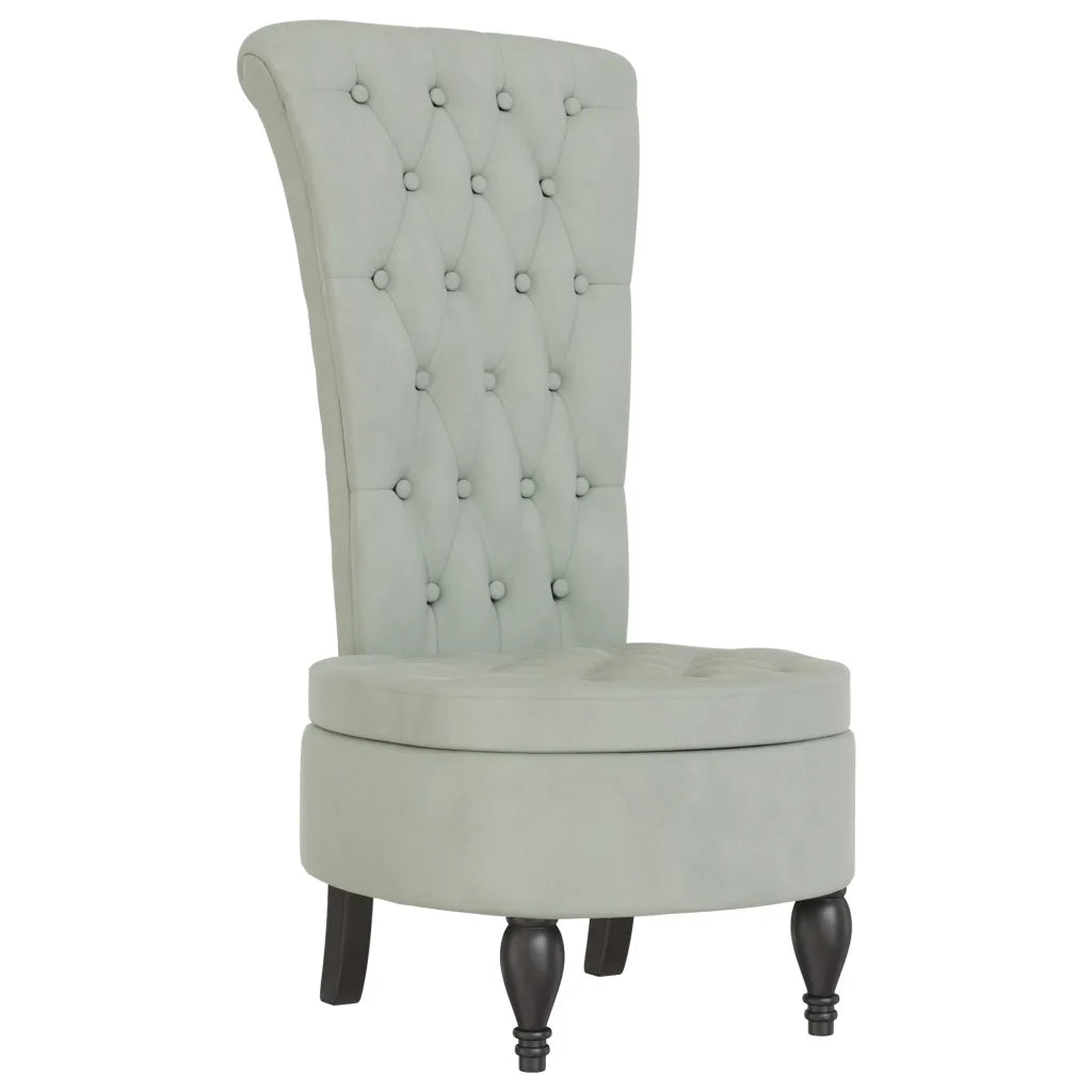 Stol med høj ryg knapdesign velour