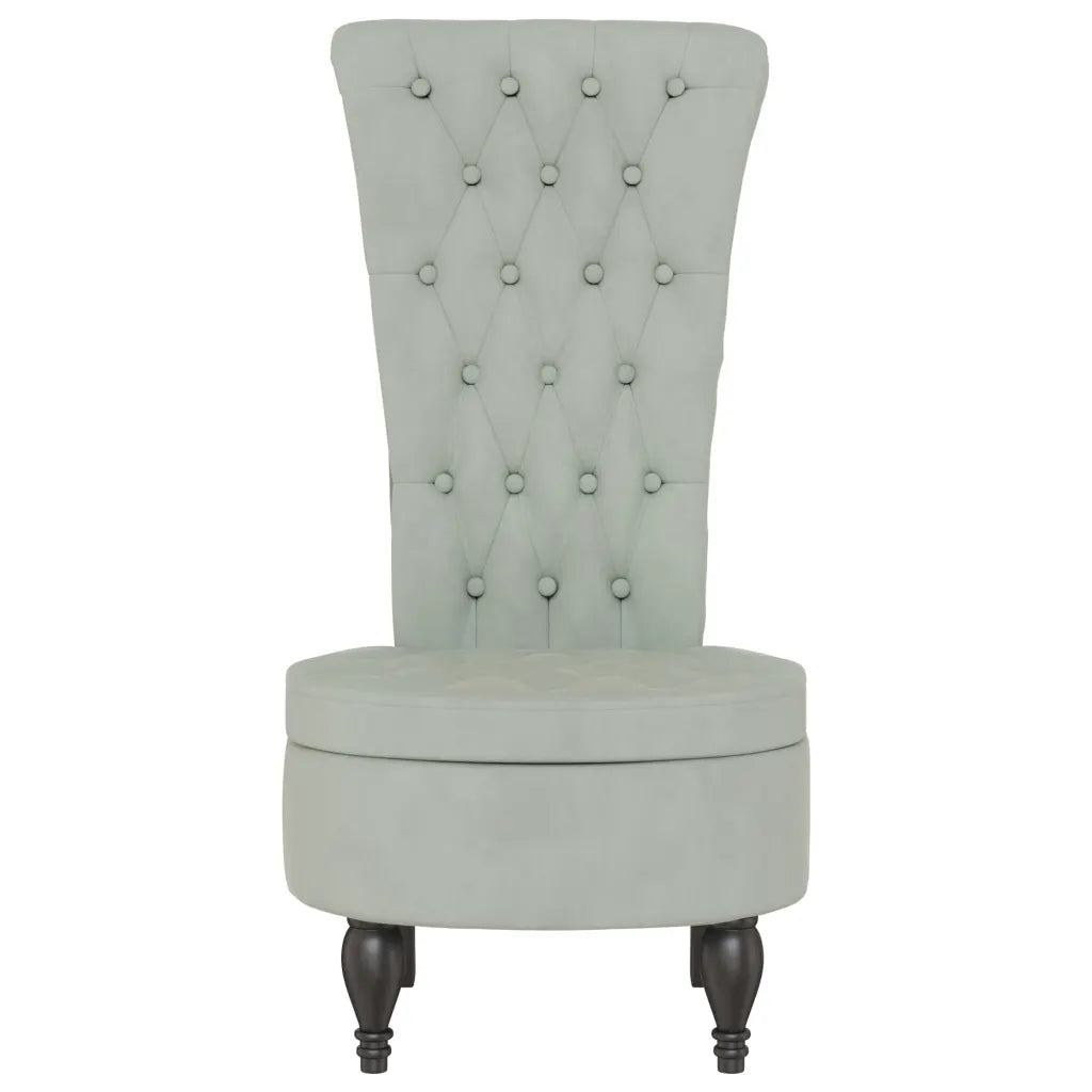 Stol med høj ryg knapdesign velour